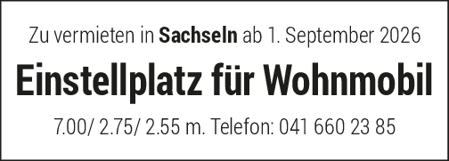 Einstellplatz für Wohnmobil, Sachseln