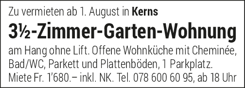 3.5 Zi-Garten-Wohnung, Kerns