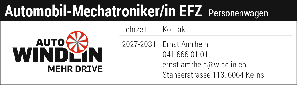 Automobil-Mechatroniker/in EFZ, PW