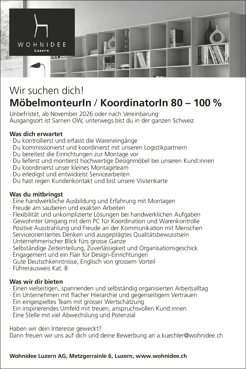 Möbelmonteur/Koordinatorw