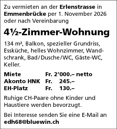 4.5 Zi Wohnung, Emmenbrücke