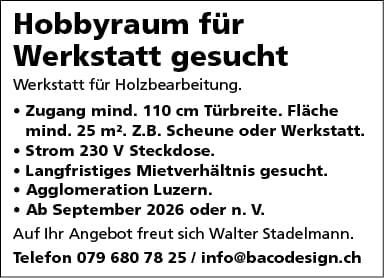 Hobbyraum für Werkstatt, Agglo Luzern
