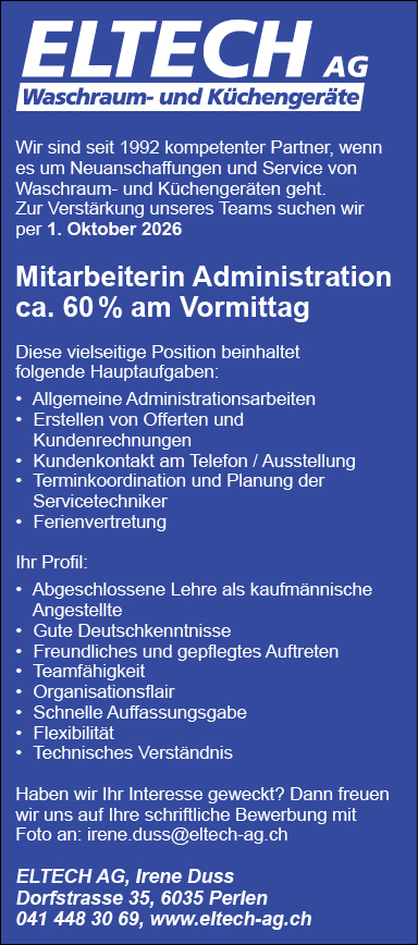 Mitarbeiterin Administration ca. 60%