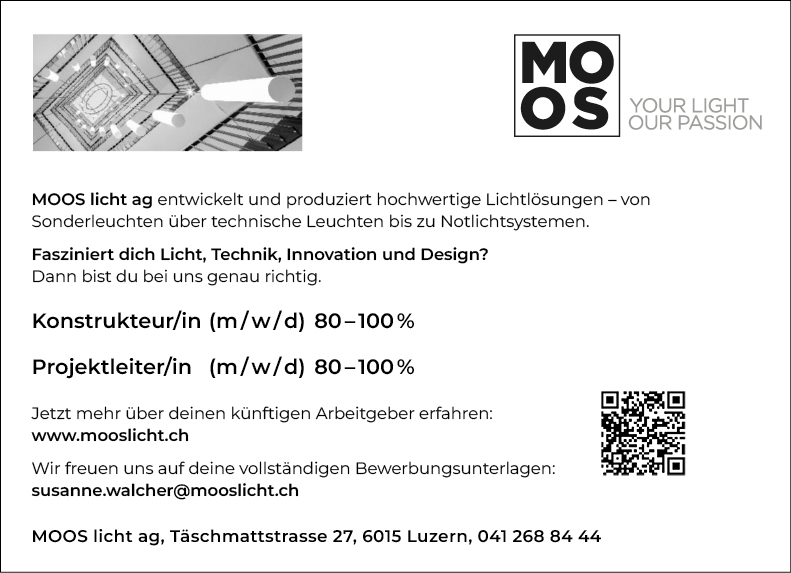 Konstrukteur/in 80-100% / Projektleiter/in 80-100%