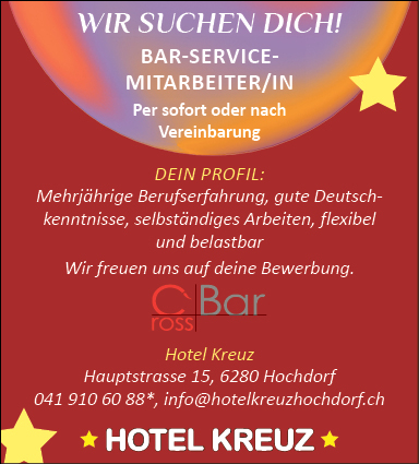 Bar-/Service Mitarbeiter/in 80-100%