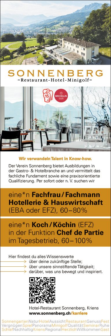 Fachfrau/Fachmann Hotelerie & Koch/Köchin
