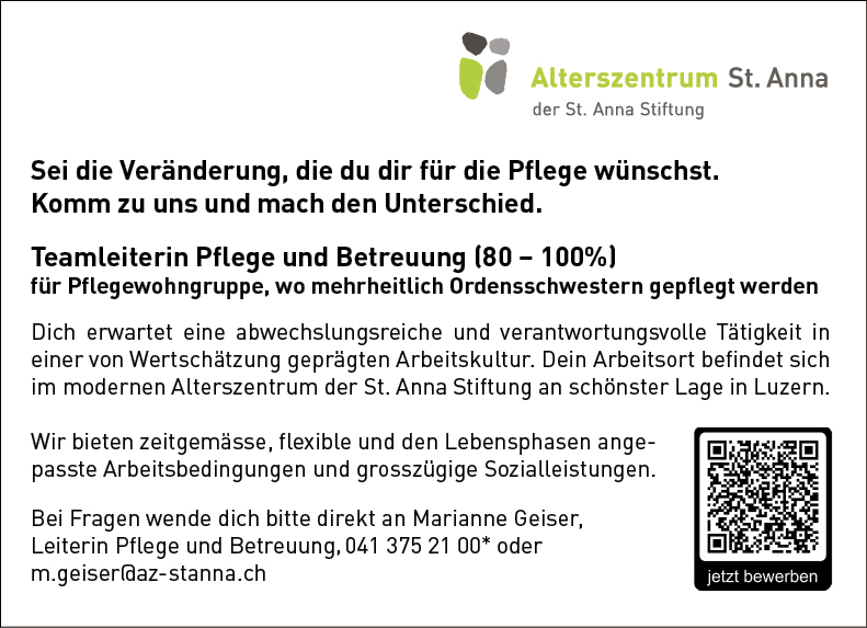 Teamleiterin Pflege und Betreuung