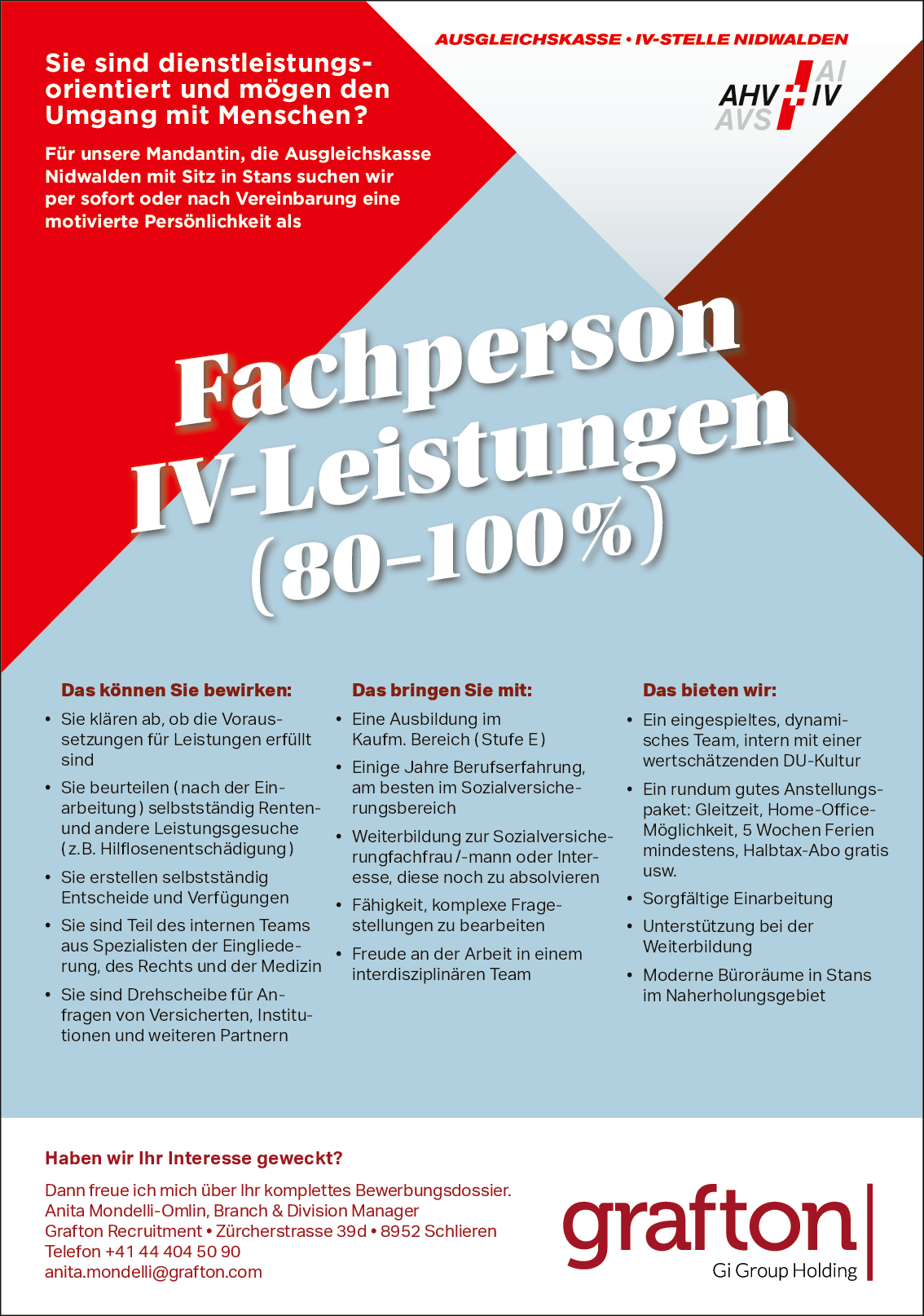 Fachperson IV-Leistungen 80-100%, NW