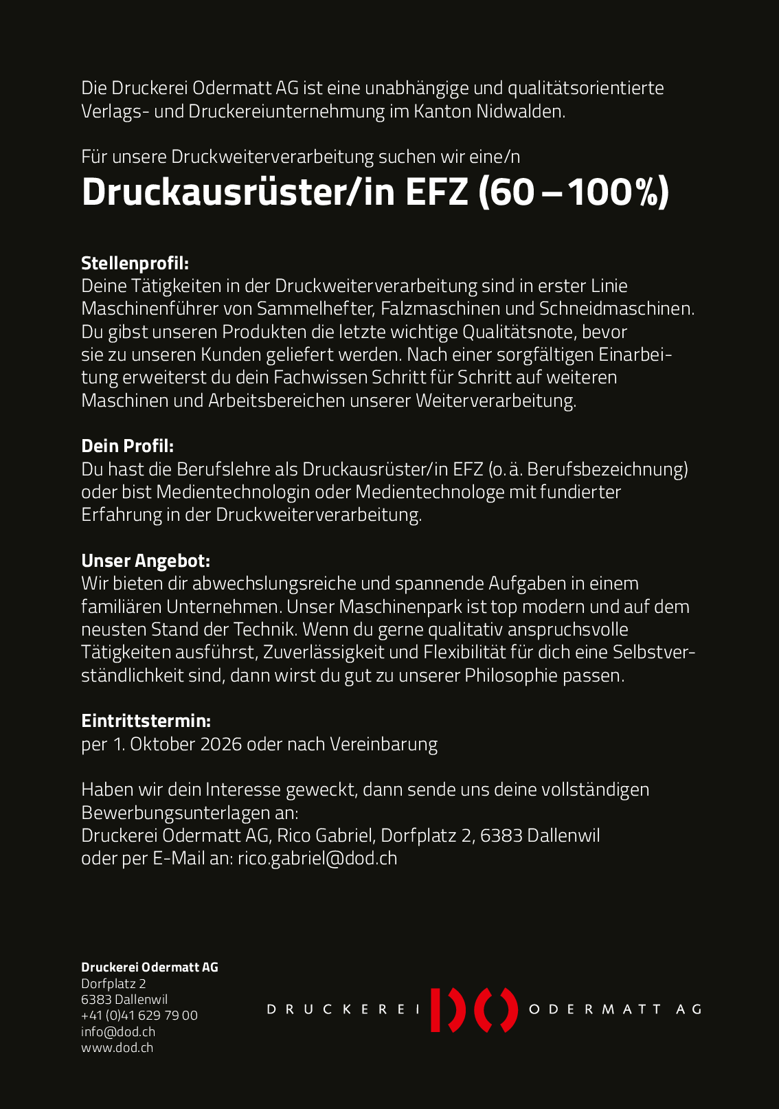 Druckausrüster/-in (60-100%), NW