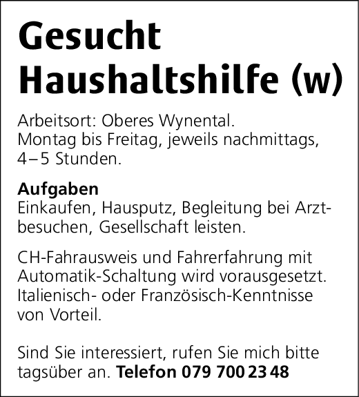 Pensionierte Frau gesucht
