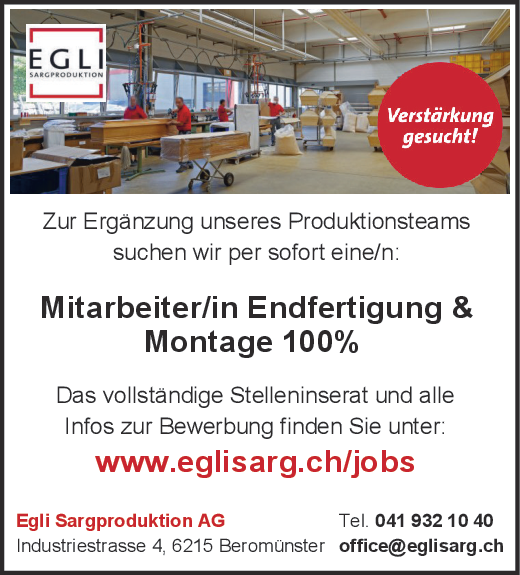 Mitarbeiter/in Montage & Endfertigung