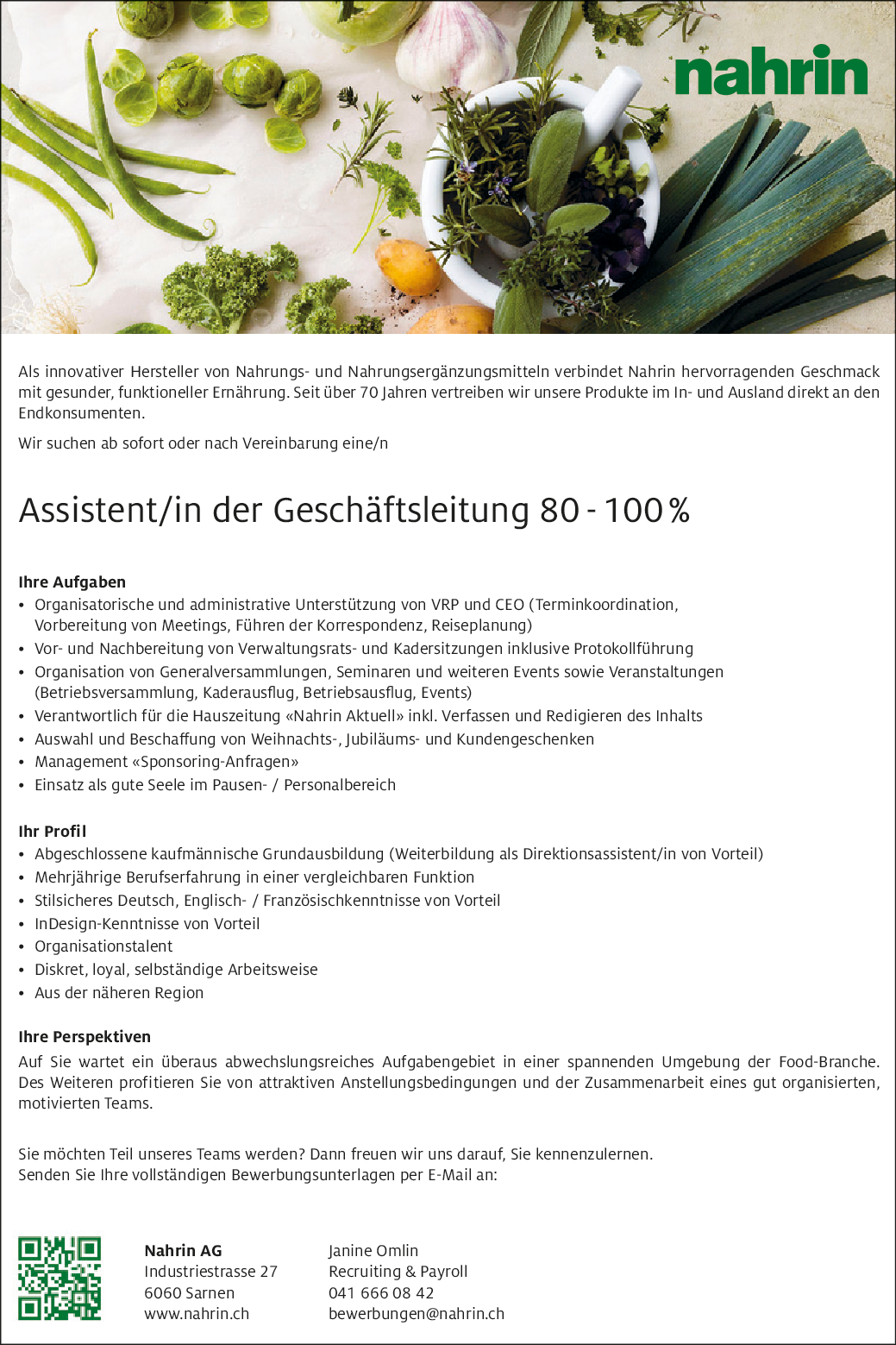 Assistent/in der Geschäftsleitung