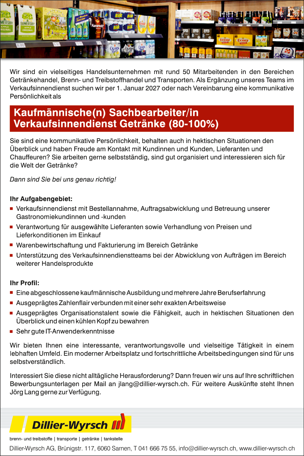 Sachb. Verkaufsinnendienst Getränke