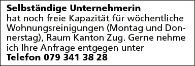 Kapazität für Wohnungsreinigungen