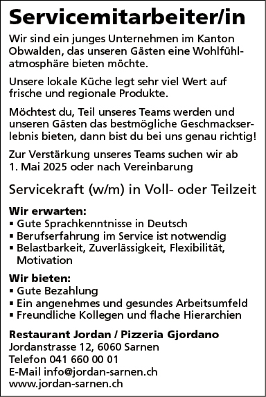 Servicemitarbeiter/in