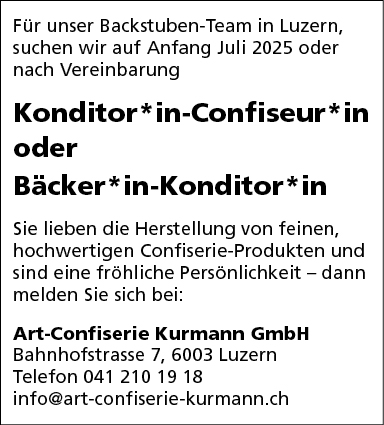 Konditor*in-Confiseur*in / Bäcker*in-Konditor*in