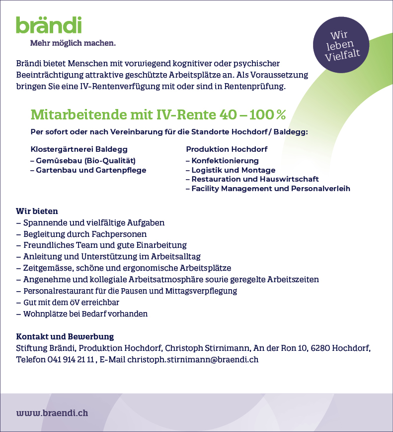 Mitarbeitende mit IV-Rente 40-100%