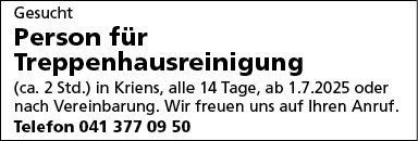 Person für Treppenhausreinigung