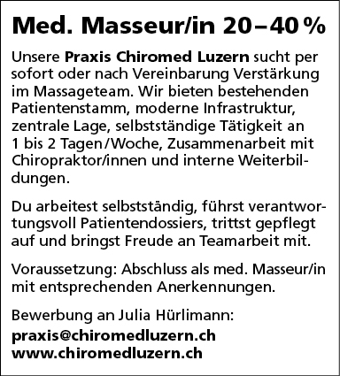 Med. Masseur/in 20-40%