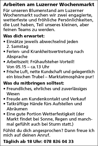 Person für Wochenmarkt