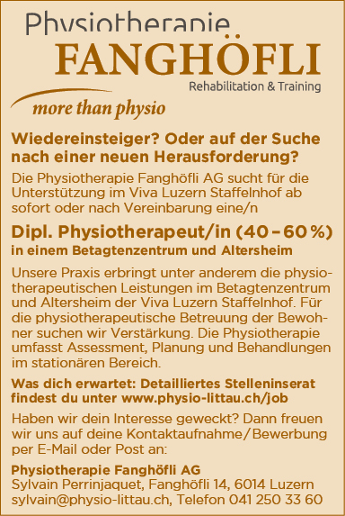 Dipl. Physiotherapeut/in 40%