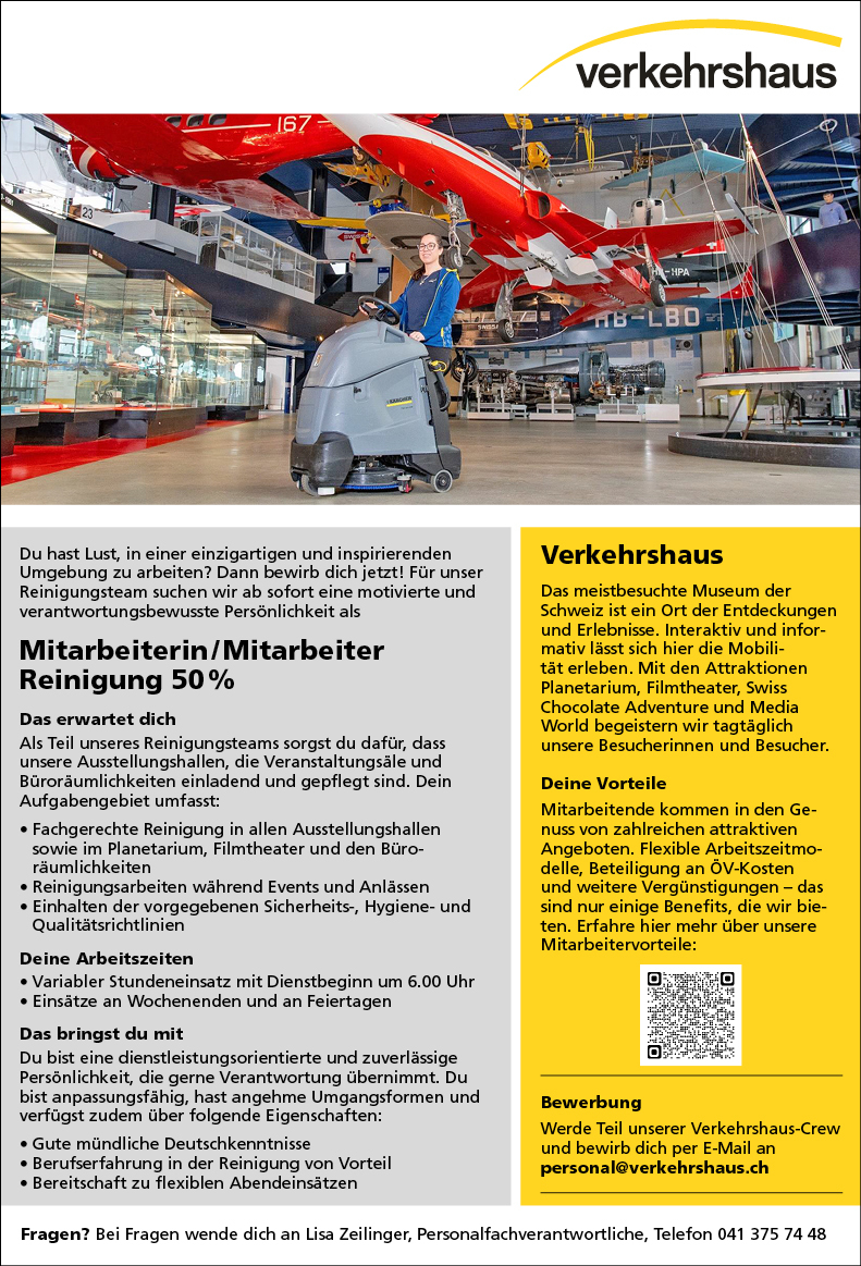 Mitarbeiter/in Reinigung 50%