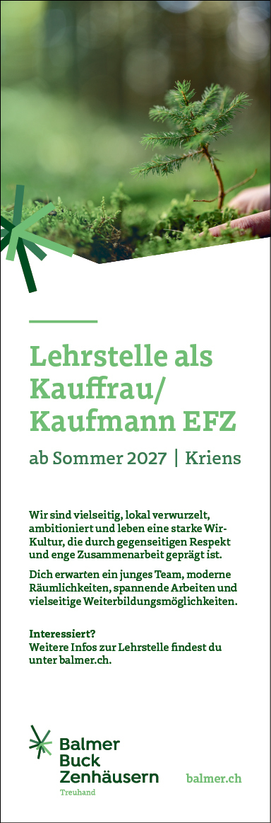 Lehrstelle als Kauffrau / Kaufmann EFZ 2027