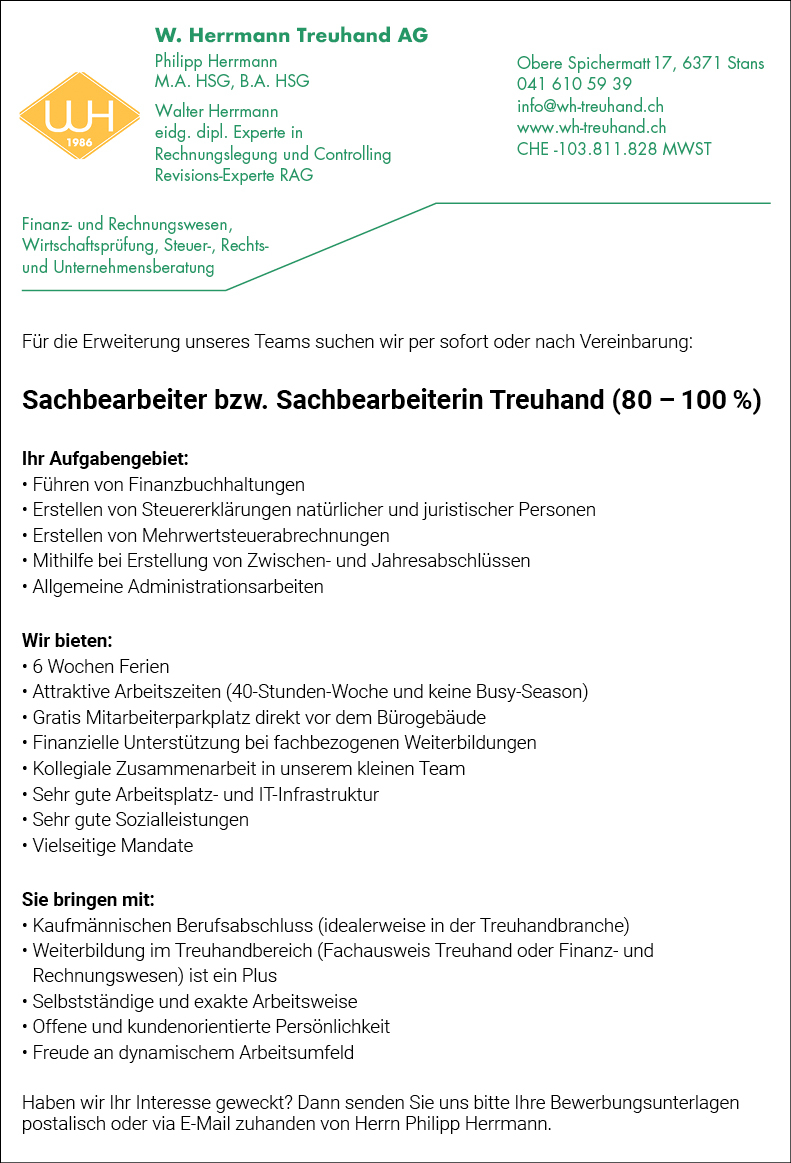 Sachbearbeiter/in Treuhand