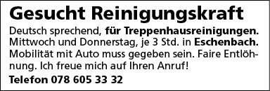 Reinigungskraft gesucht