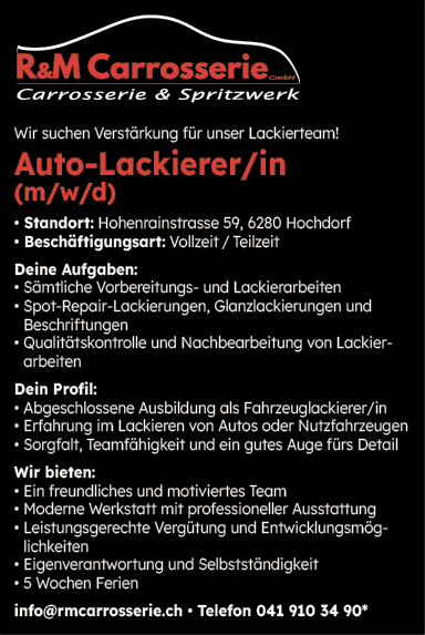 Auto-Lackierer / Lackiererin (m/w/d)