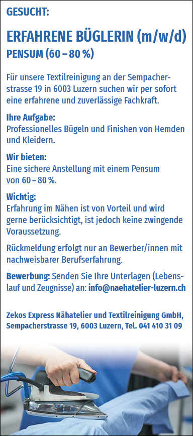 Erfahrene Büglerin (m/w/d)