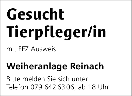 Gesucht Tierpfleger/in