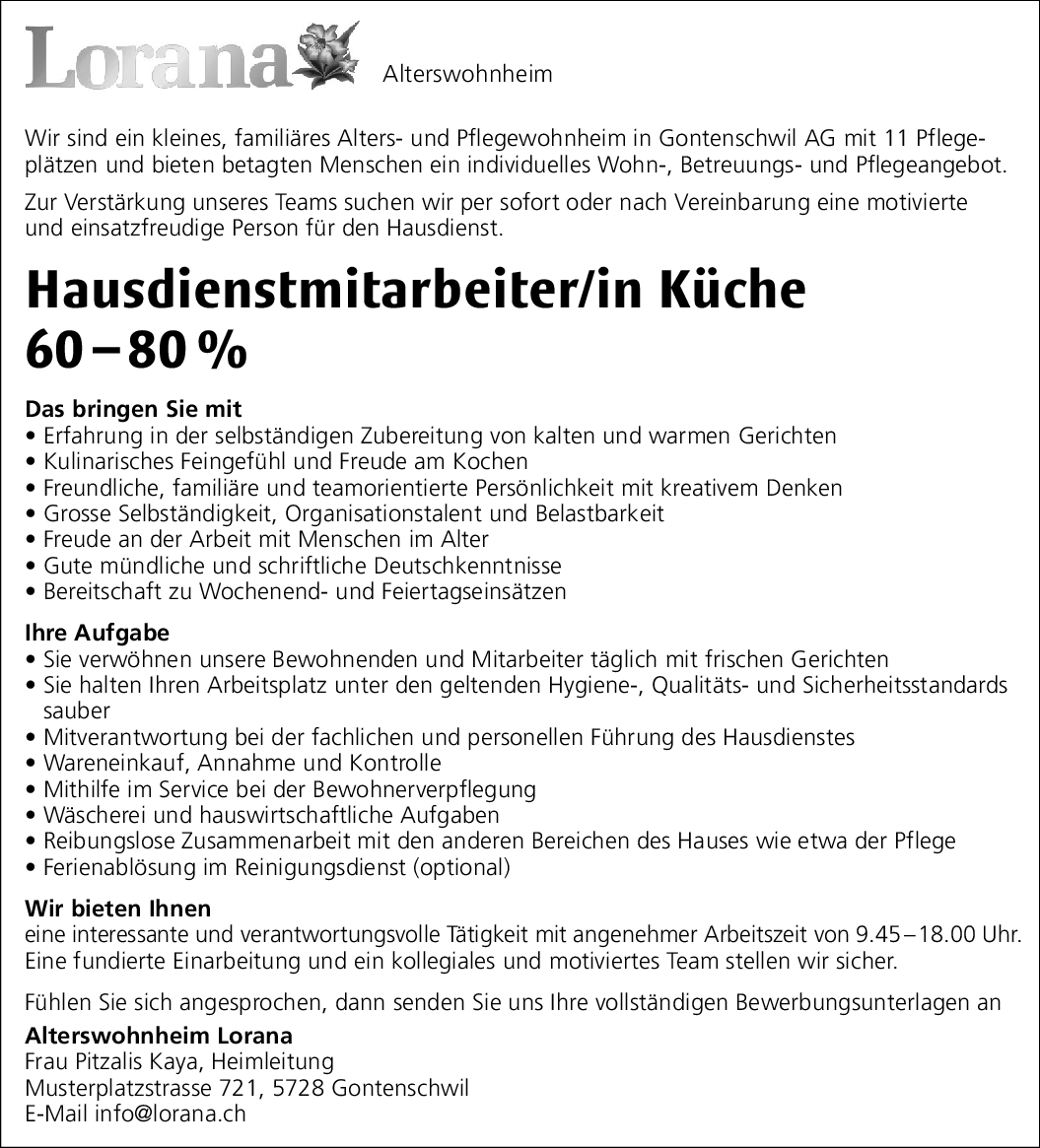 Hausdienstmitarbeiter/in