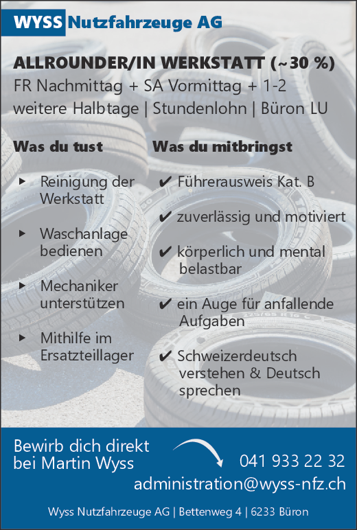 Allrounder/in Werkstatt