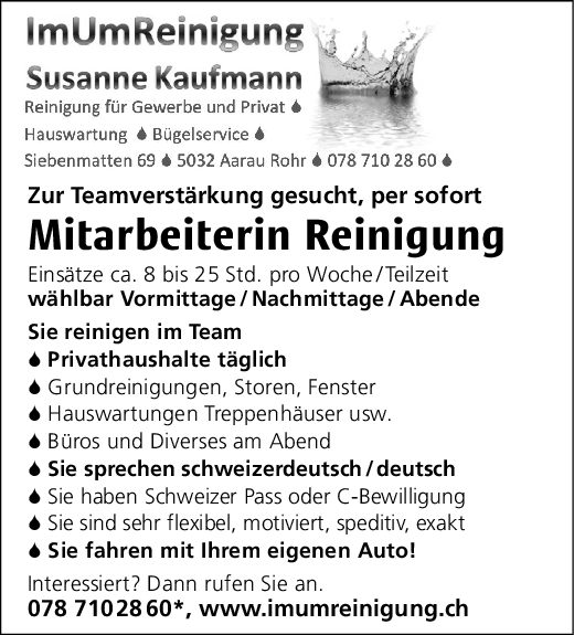 Mitarbeiter/in Reinigung